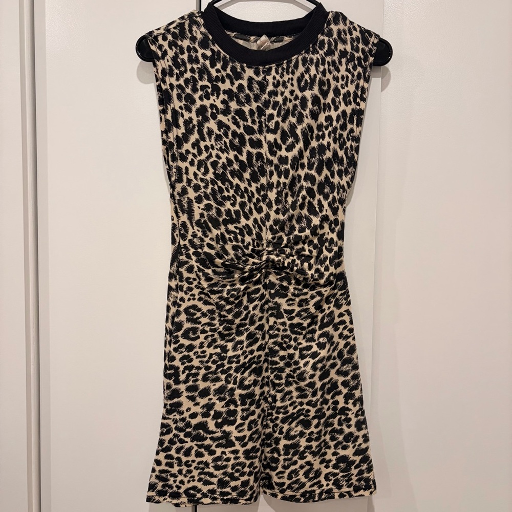 Anthropologie Daily Practice Twist-Front Mini Dress Cheetah in Size XSP petite - Picture 4 of 12